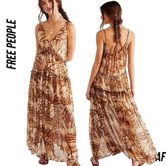 FREE PEOPLE JULIANNA MAXI DRESS IN COFFEE NEW XS - Picture 1 of 6